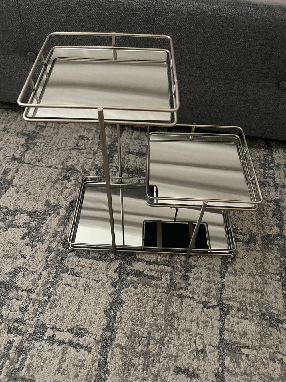Three-Tier Mirrored Metal Bathroom Organizer - Silver